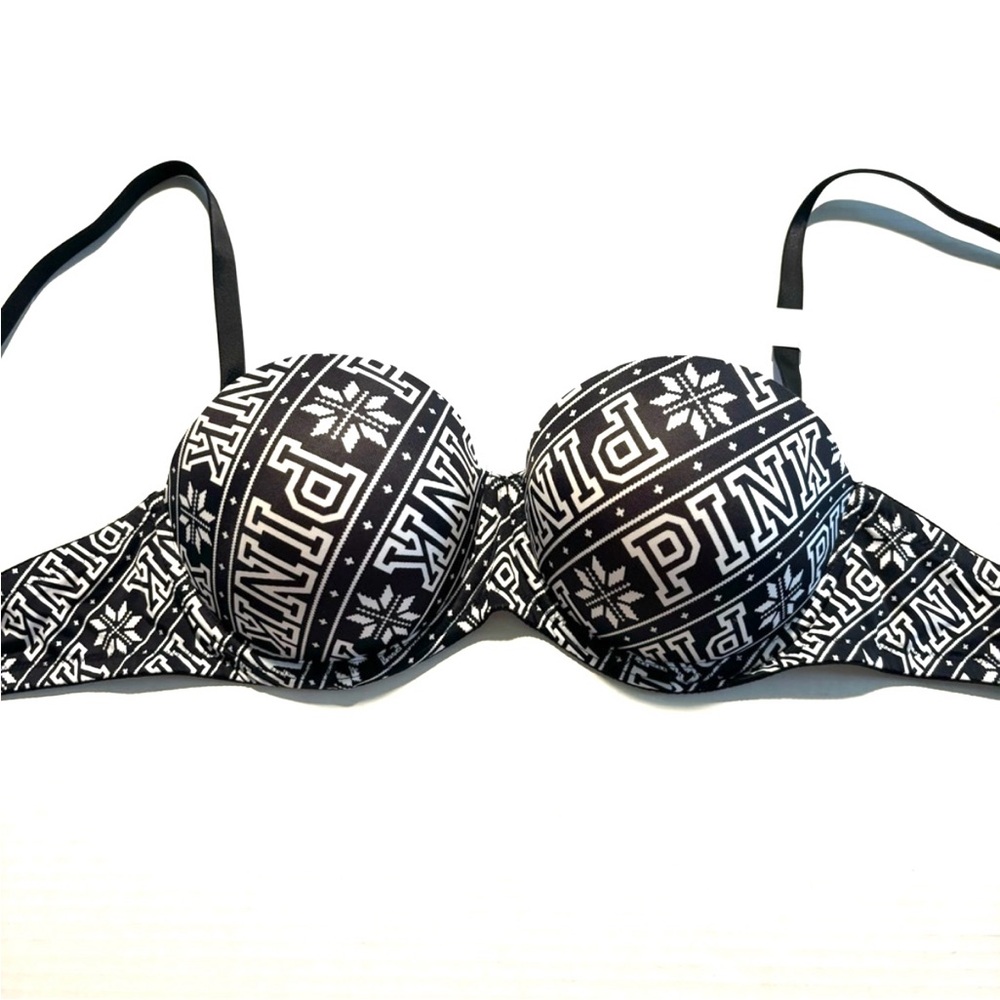 PINK Victoria’s Secret WearEverywhere push-up bra Multi Way Black White Logo 34D